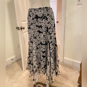 Ralph Lauren Flowy Floral Handkerchief Hem Silk Maxi Skirt 8